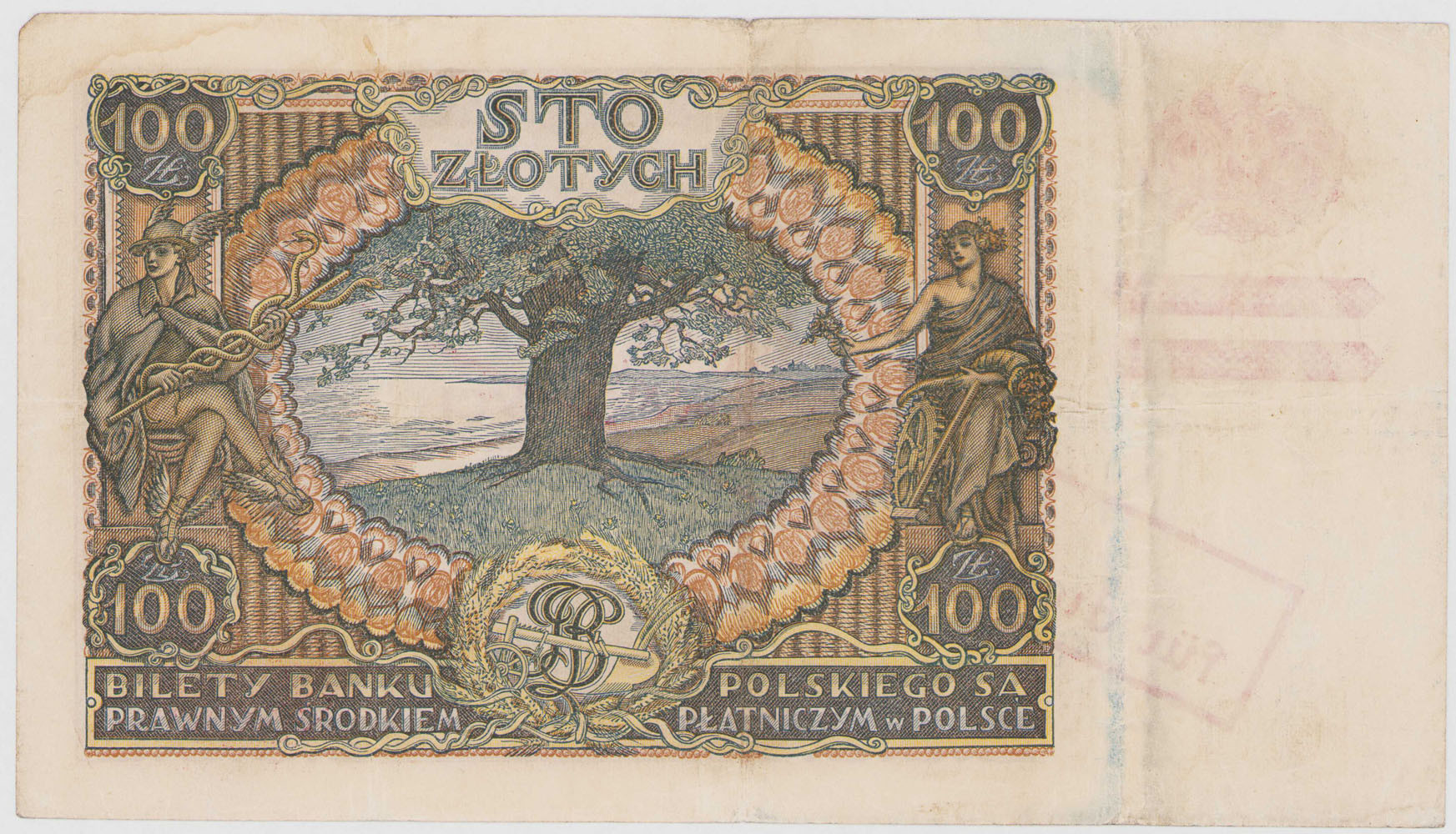 100 złotych 1934 seria BB - fałszywy nadruk